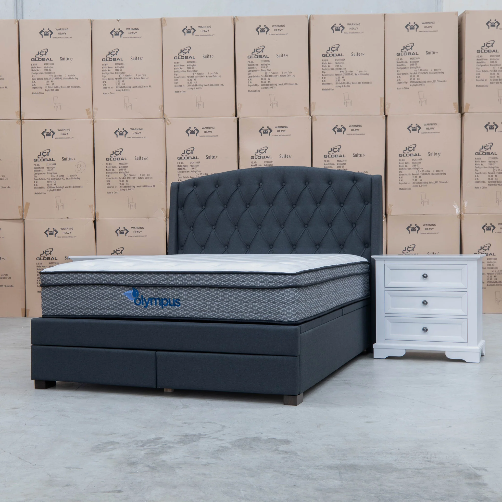 Emily King Fabric Gas Lift Storage Drawer Bed - Charcoal - Image 6
