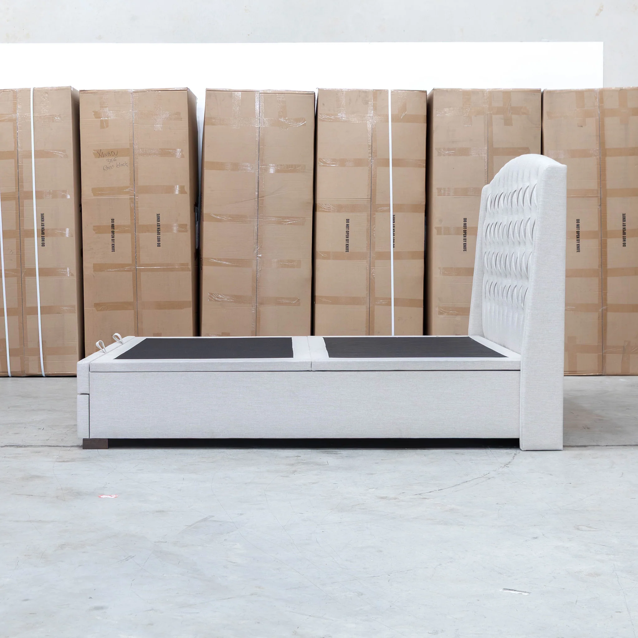 Emily King Fabric Gas Lift Storage Drawer Bed - Oat White - Image 26