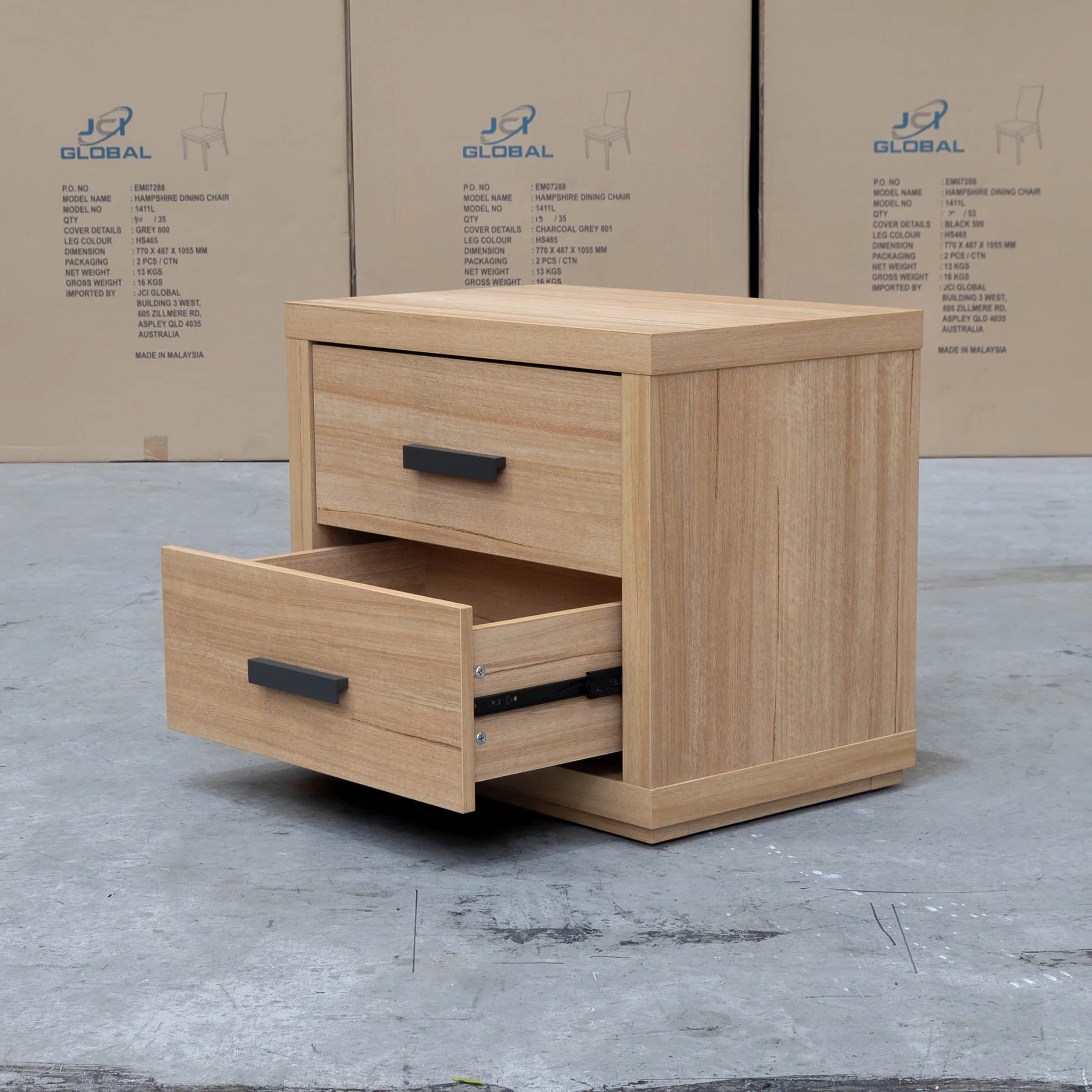 Esca Two Drawer Bedside - Natural - Image 3