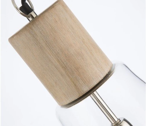 Extra Large Glass Pendant Light with Mango Wood Top and Jute Cord - Natural/Clear - VE36 - Available In-Store Only - Image 4