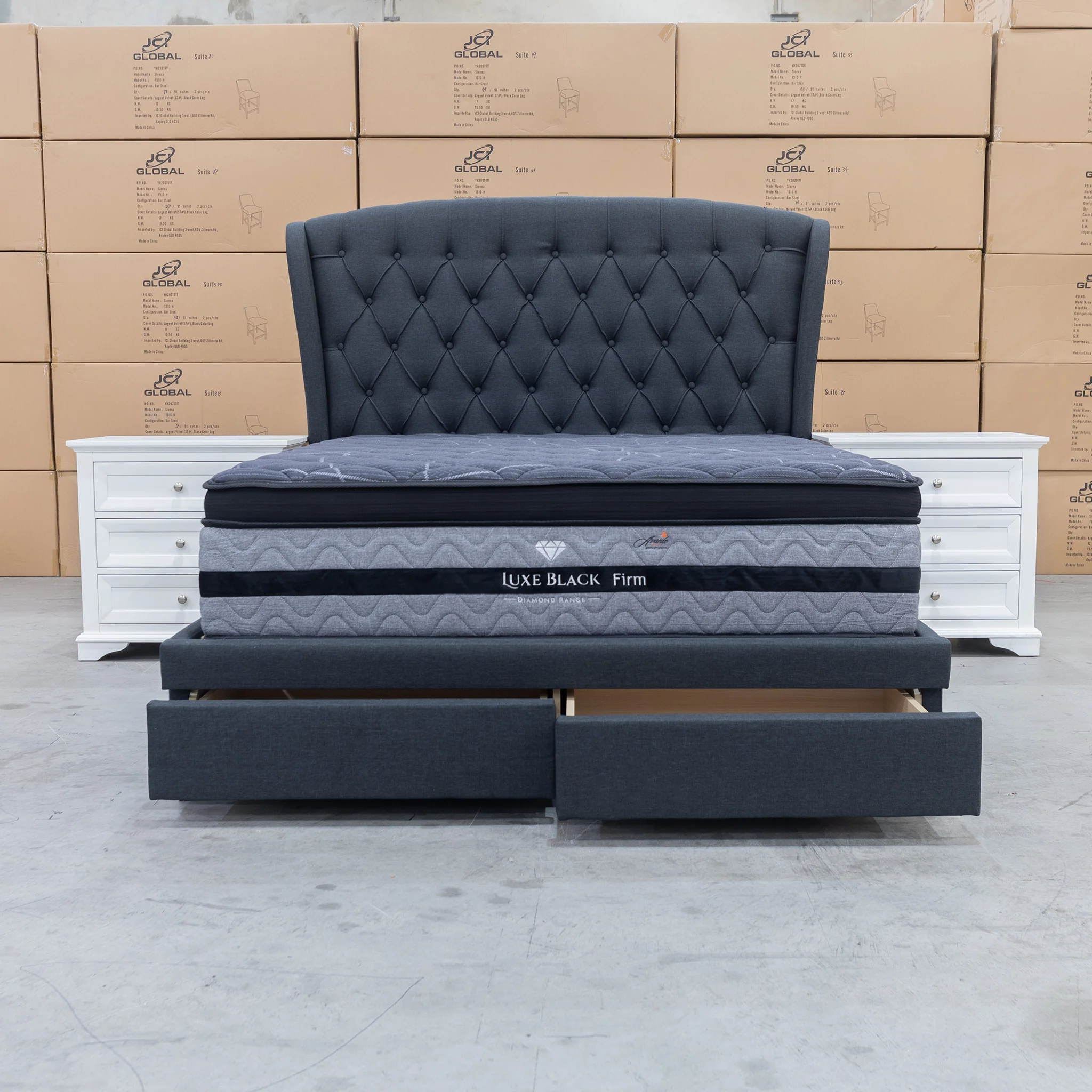 Grace King Fabric Storage Bed – Charcoal - Image 3