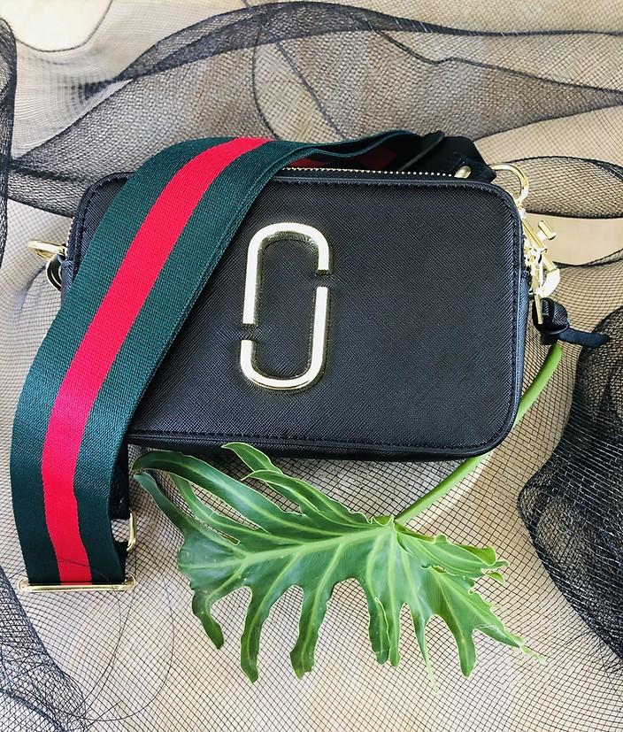 Green & Red Stripe - Bag Strap - Silver Hardware - Image 2