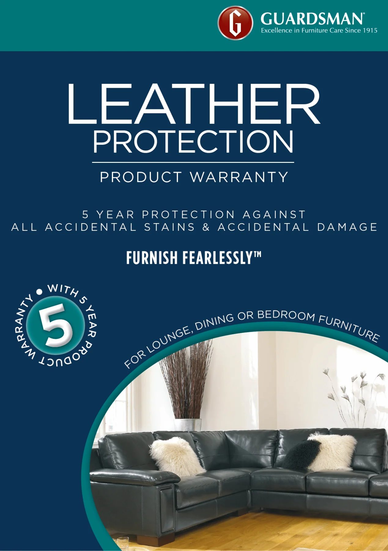 Guardsman 5 Year Leather Lounge Warranty Kit - 2 to 4 Seats - Image 3