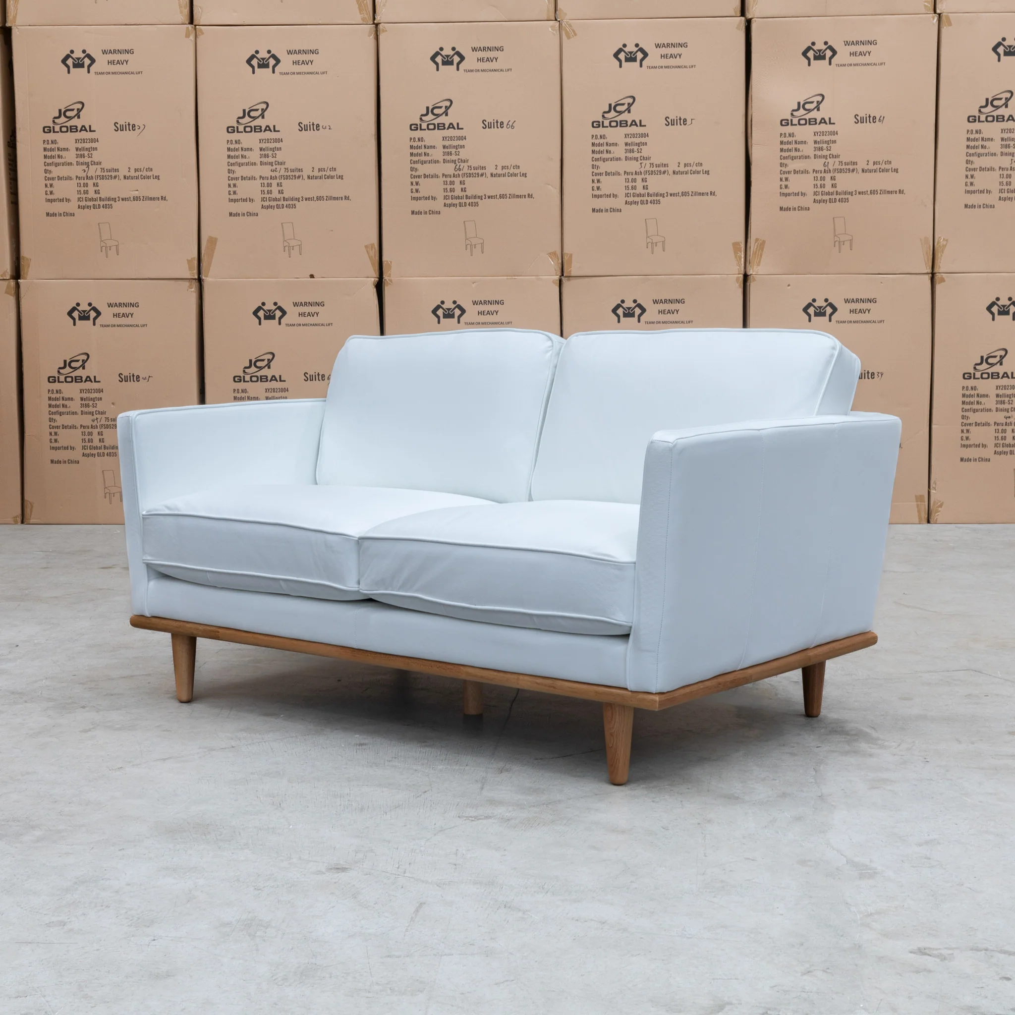 Lana 2 Seater Leather Sofa - White - Image 4