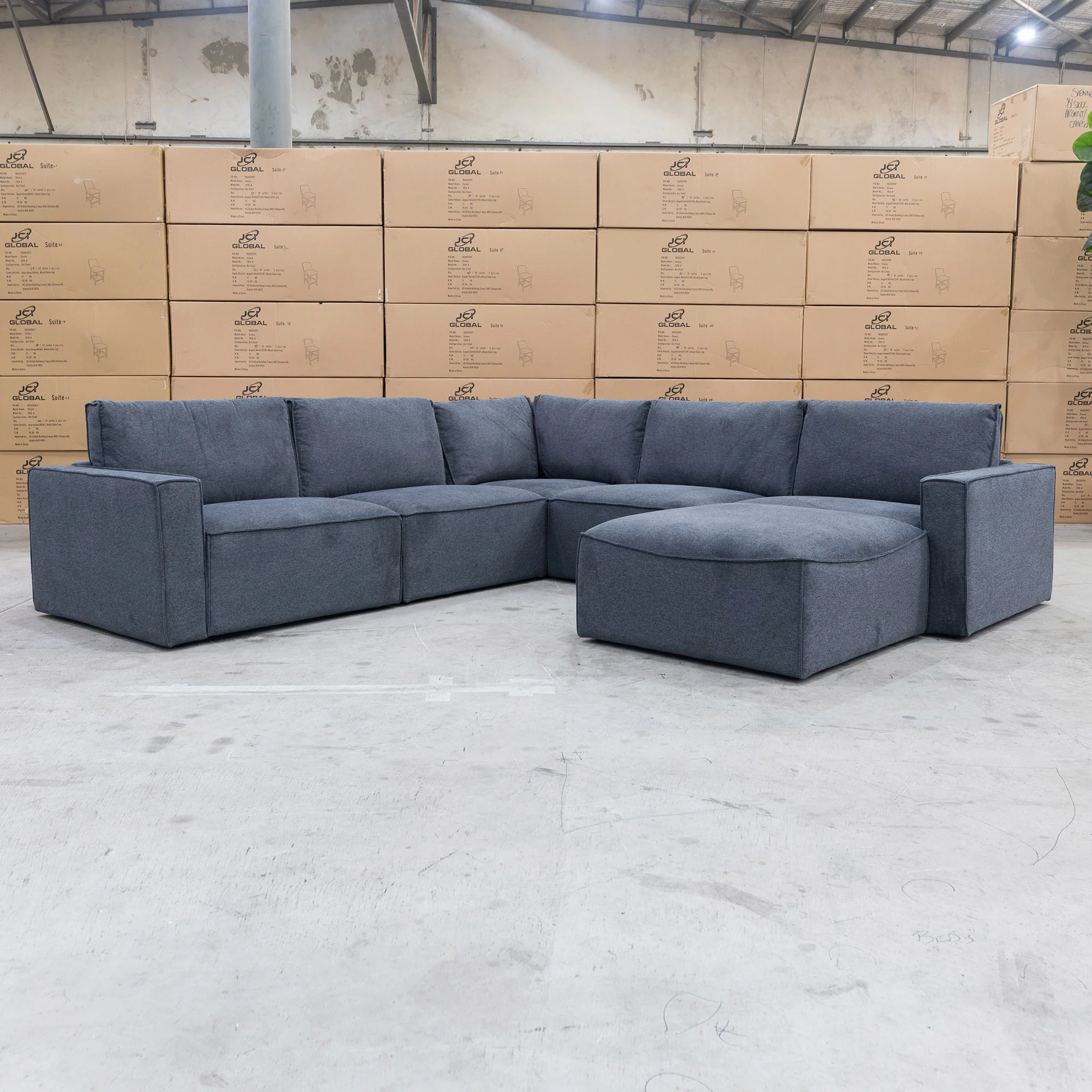 Layne Modular Corner Lounge with Ottoman - Charcoal - Image 3
