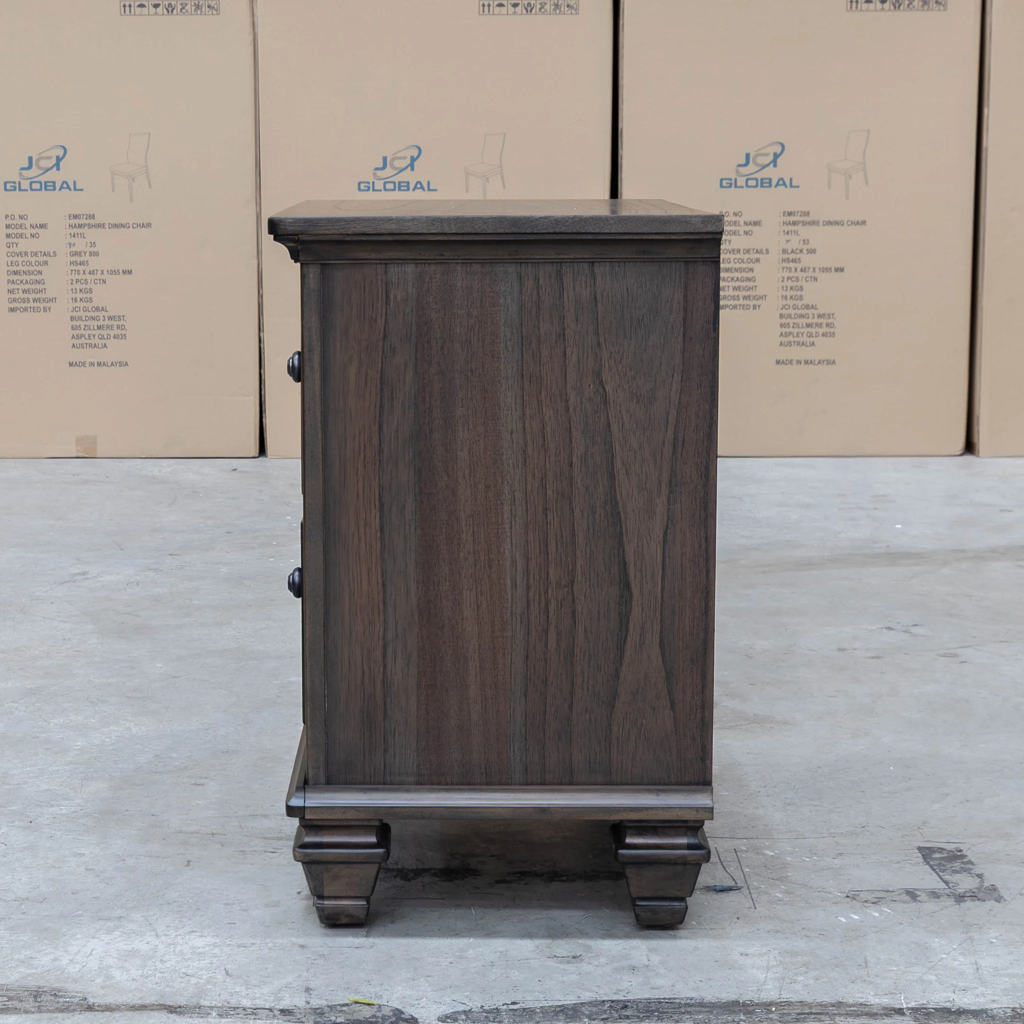 Library Two Drawer Bedside - Grey Oak - Image 5