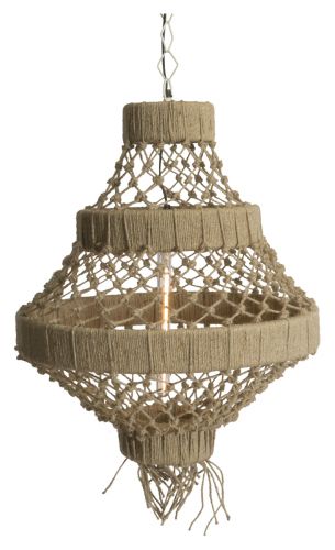 Medium Three Tier Jute and Iron Chandelier - Natural - MS27 - Available In-Store Only