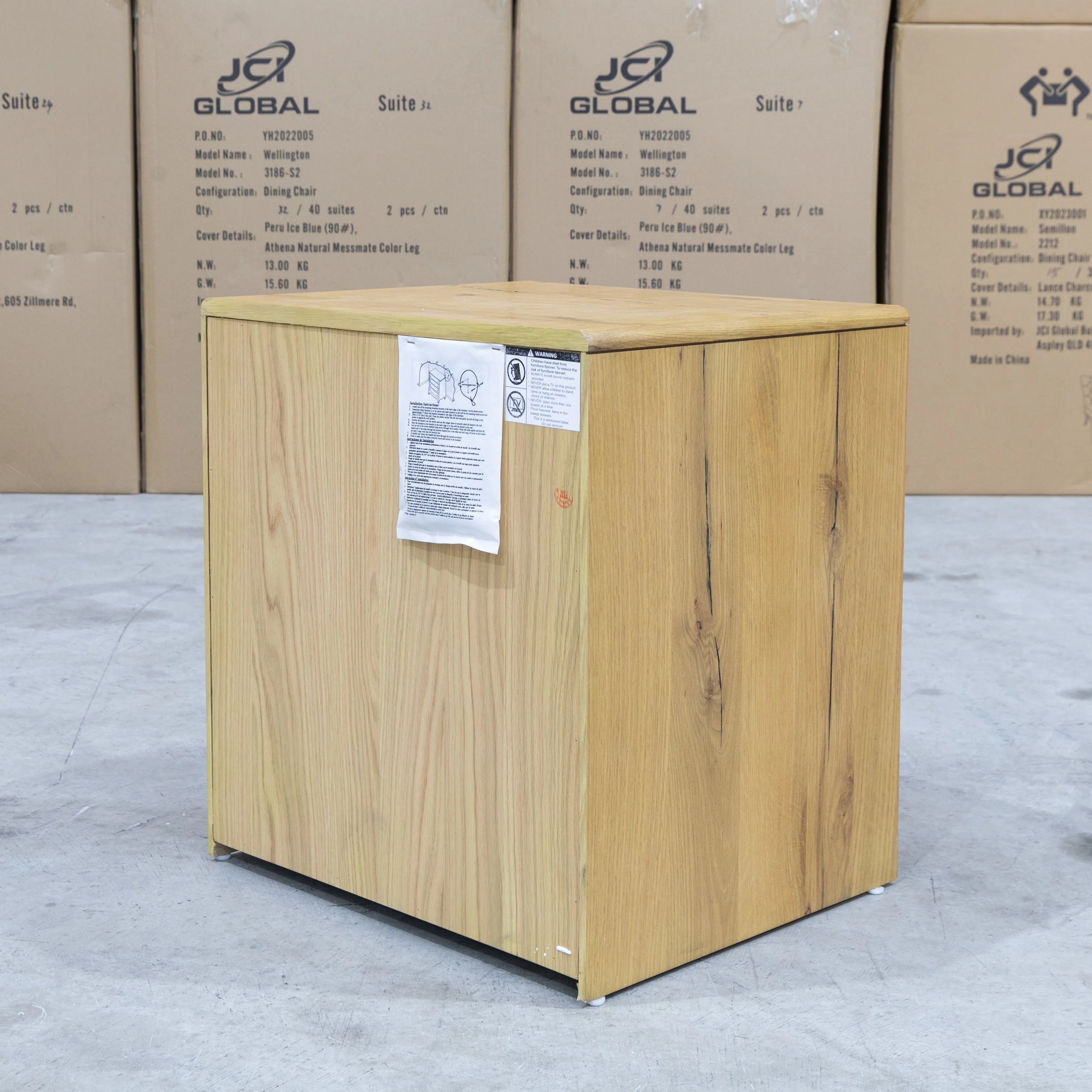 Newfarm Distressed Oak Two Drawer Hardwood Bedside - Image 6