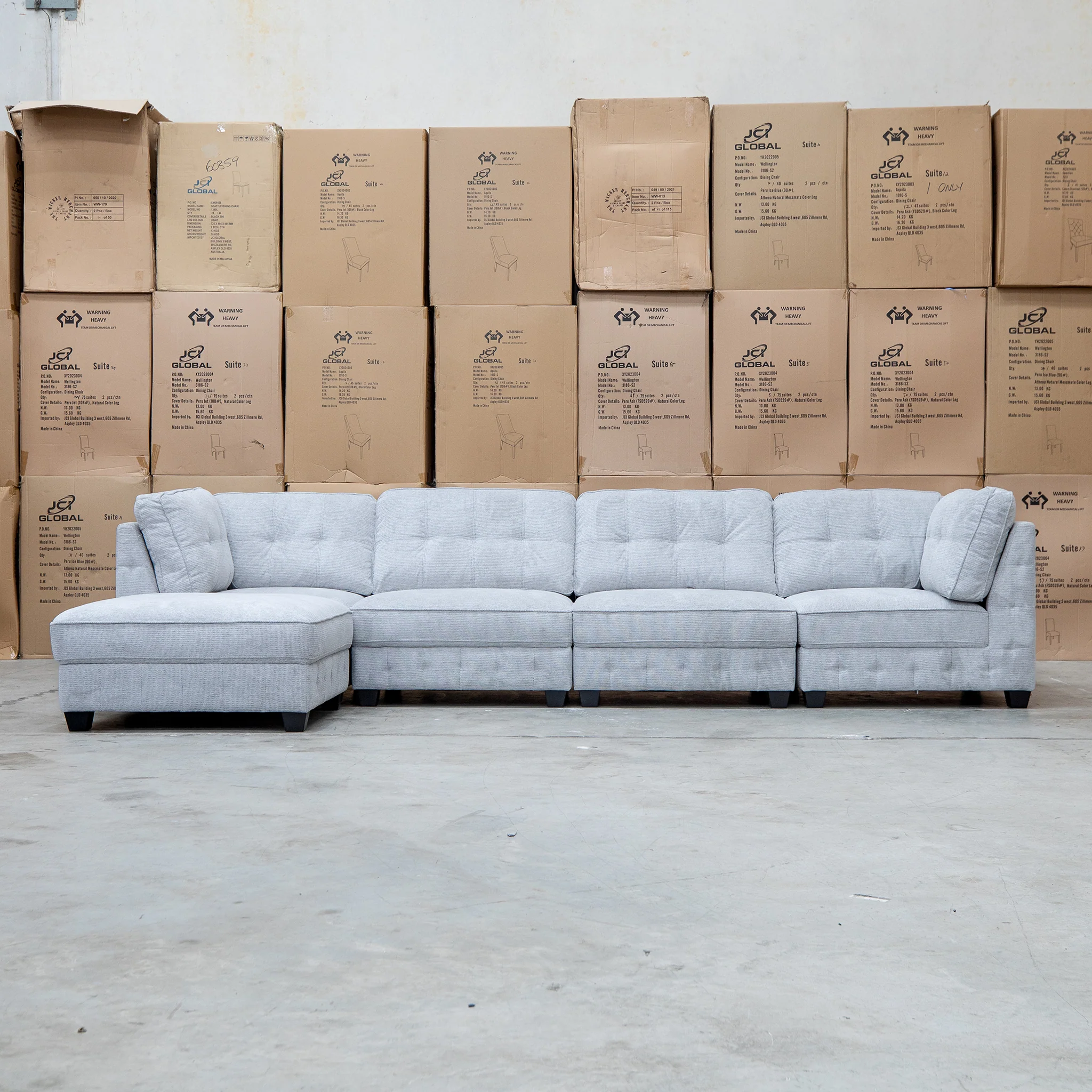 Nobu Modular Corner Lounge with Ottoman - Share Slate - Image 4