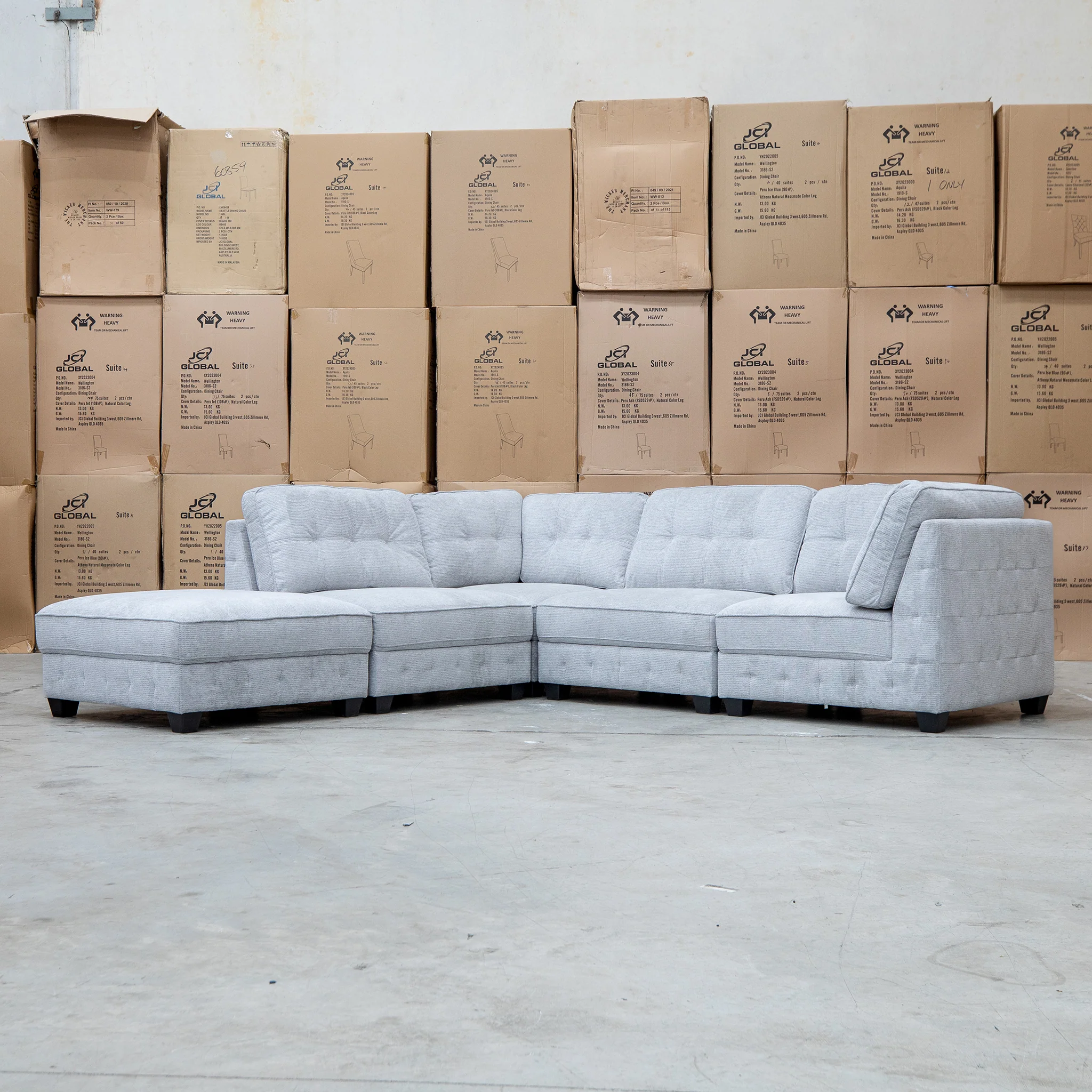 Nobu Modular Corner Lounge with Ottoman - Share Slate - Image 7
