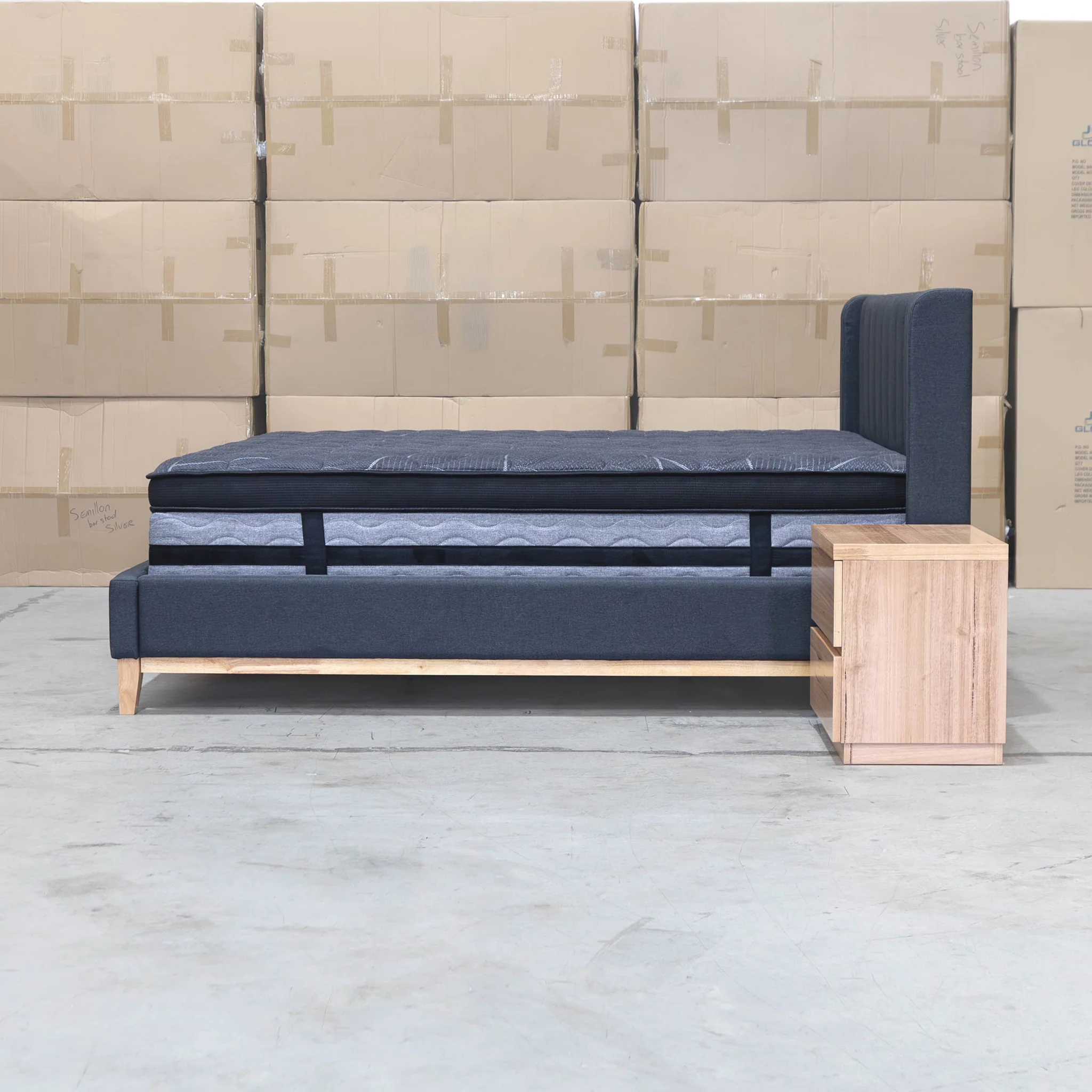 Paros King Upholstered Bed - Charcoal - Image 6
