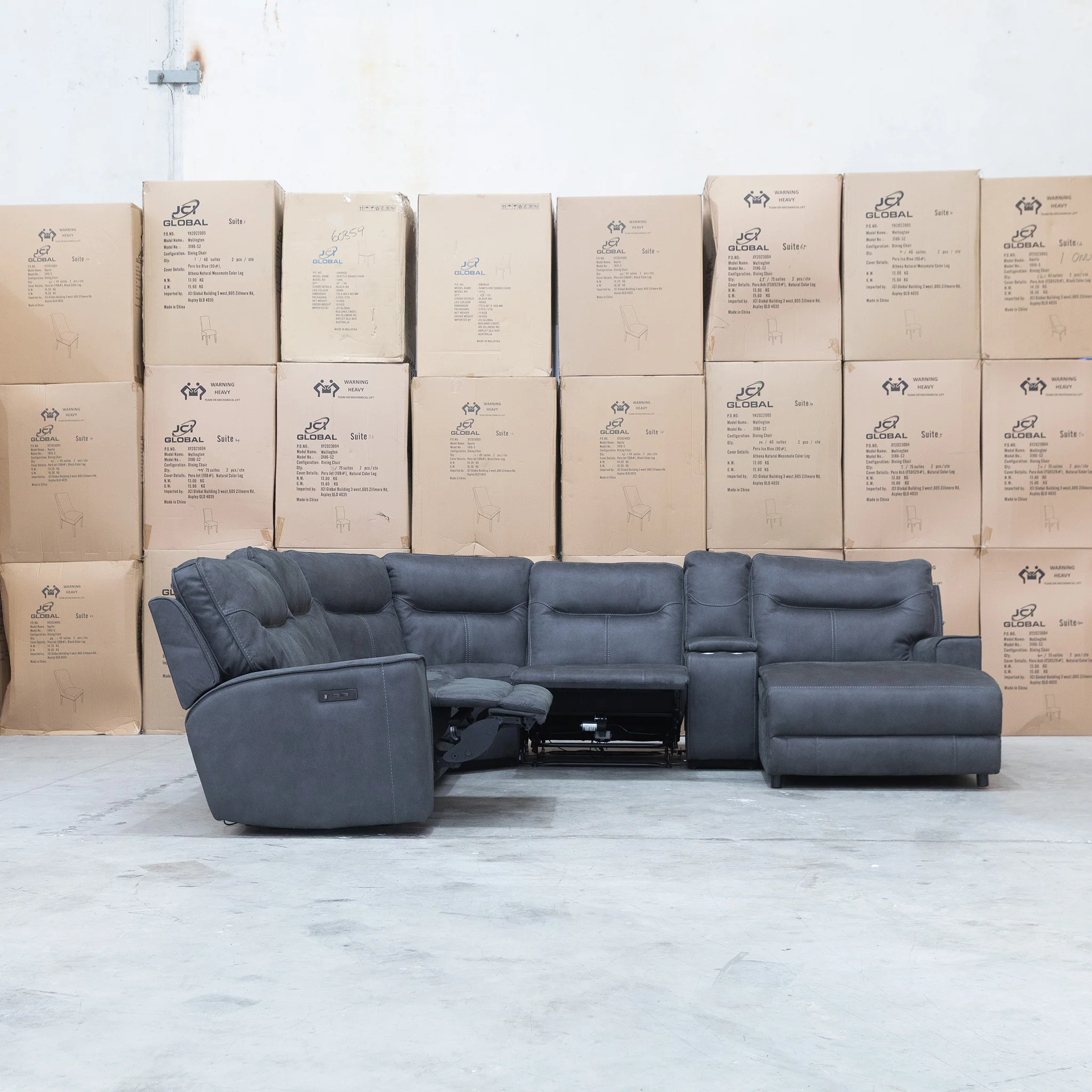 Rottnest Modular Electric Corner Chaise Lounge - Grey - Image 5