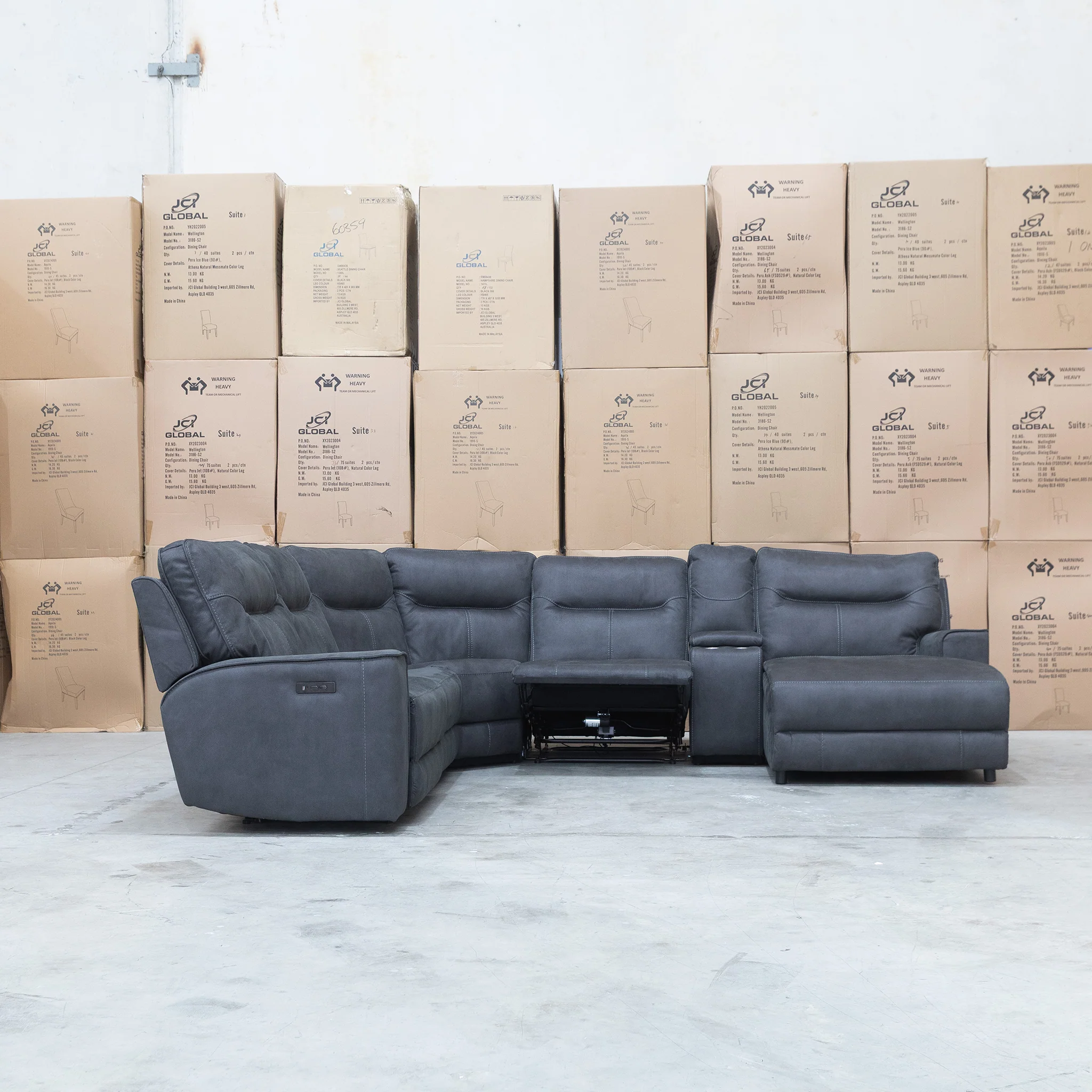 Rottnest Modular Electric Corner Chaise Lounge - Grey - Image 6