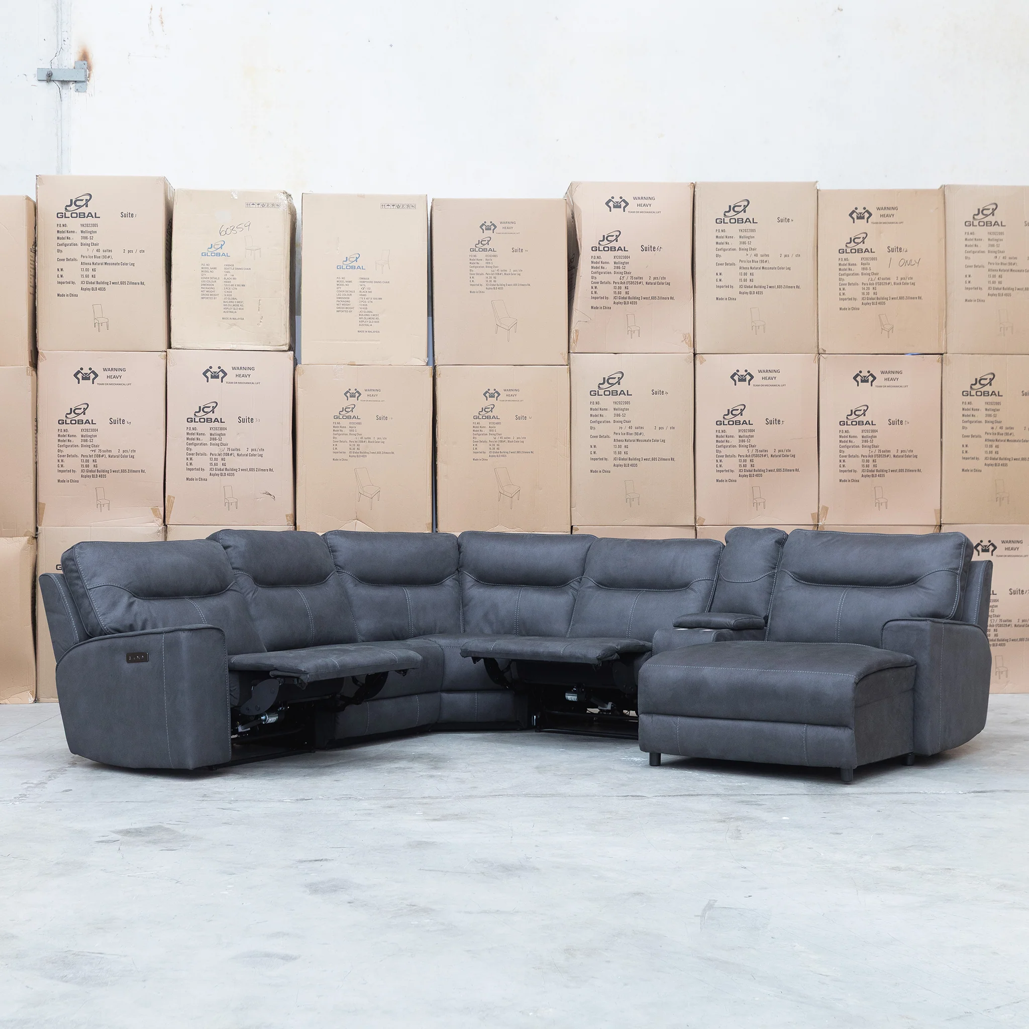 Rottnest Modular Electric Corner Chaise Lounge - Grey - Image 7