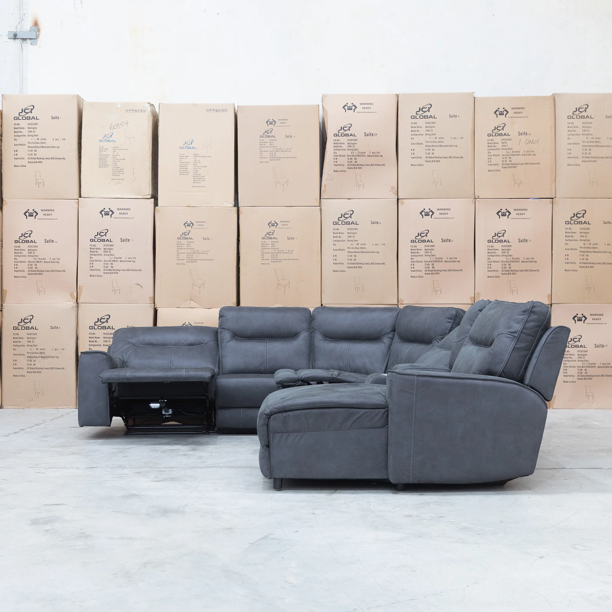 Rottnest Modular Electric Corner Chaise Lounge - Grey - Image 8