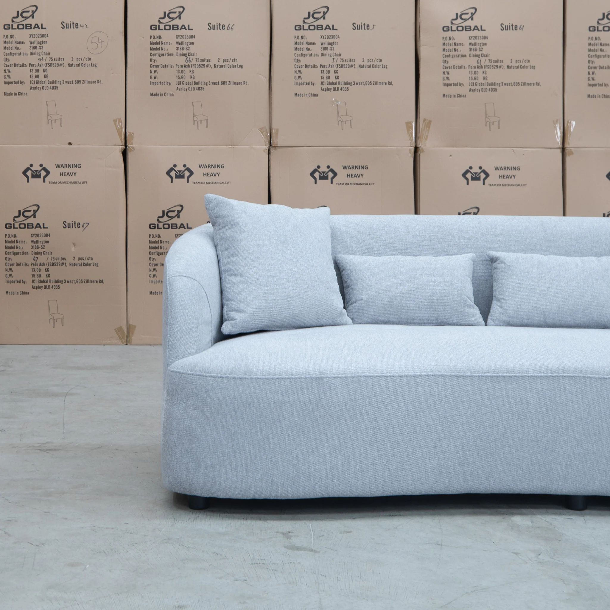 Santorini Curved Chaise Sofa - Lance Silver - Image 3