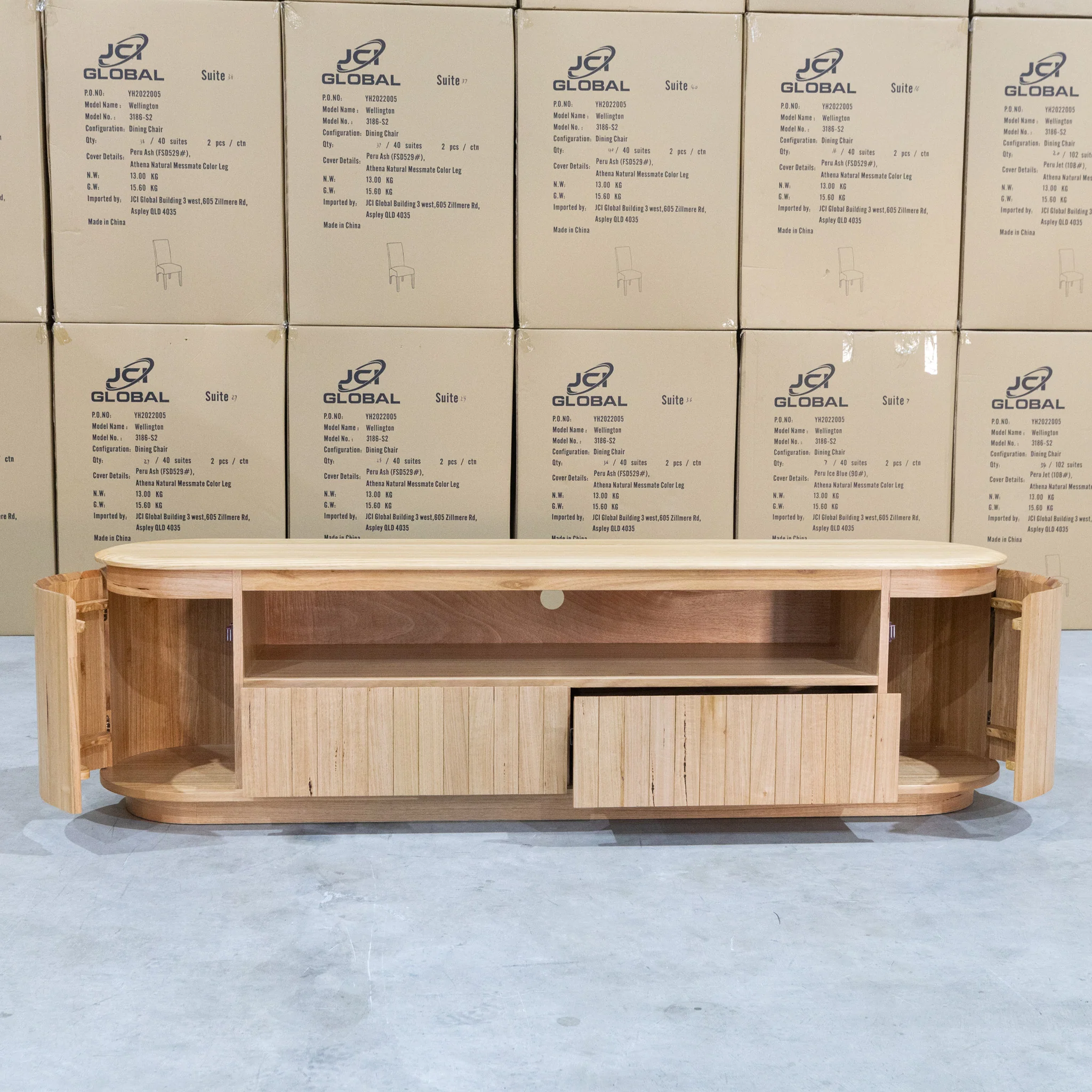 Semillon New Zealand Ash 2 Drawer Entertainment Unit - Natural - Image 11