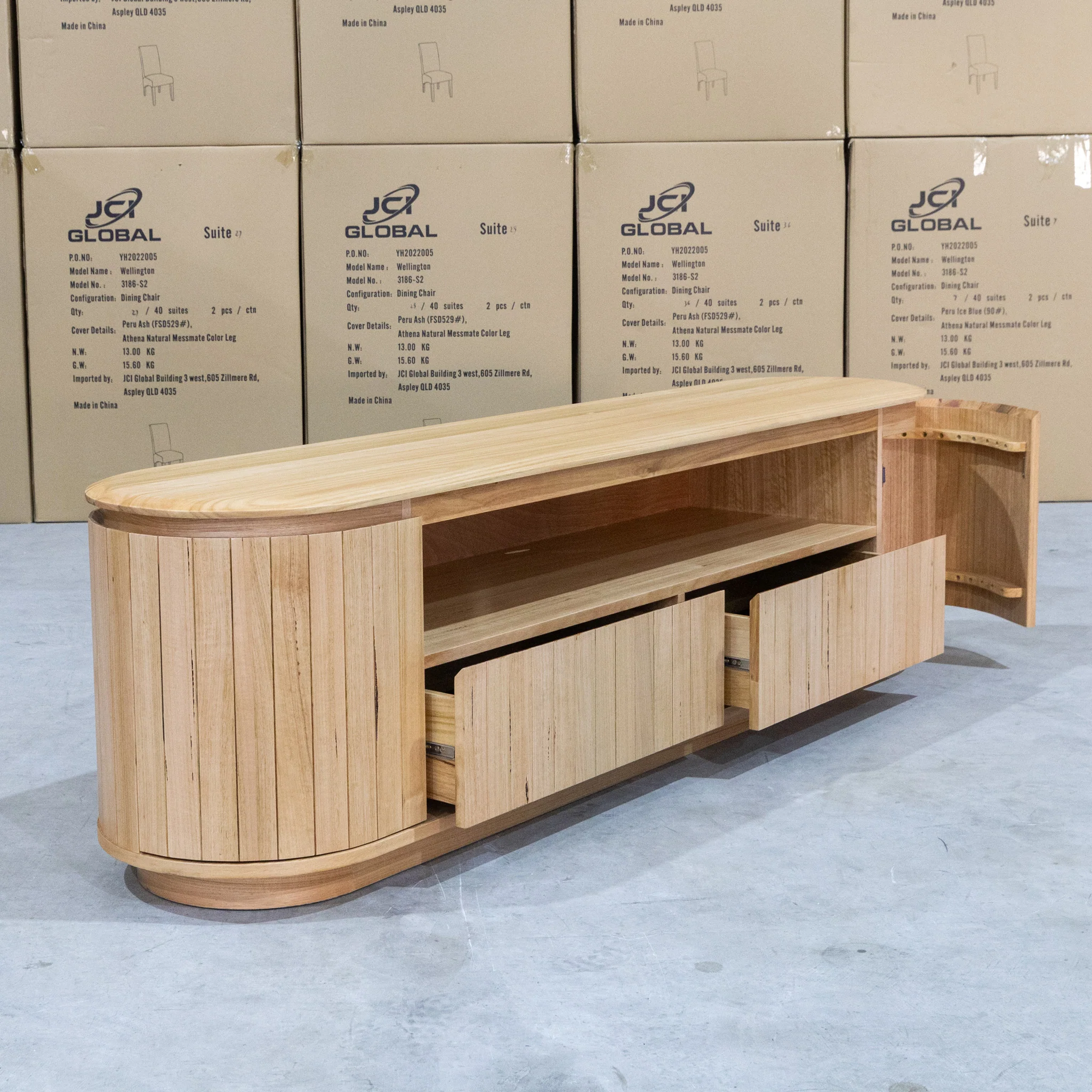Semillon New Zealand Ash 2 Drawer Entertainment Unit - Natural - Image 7