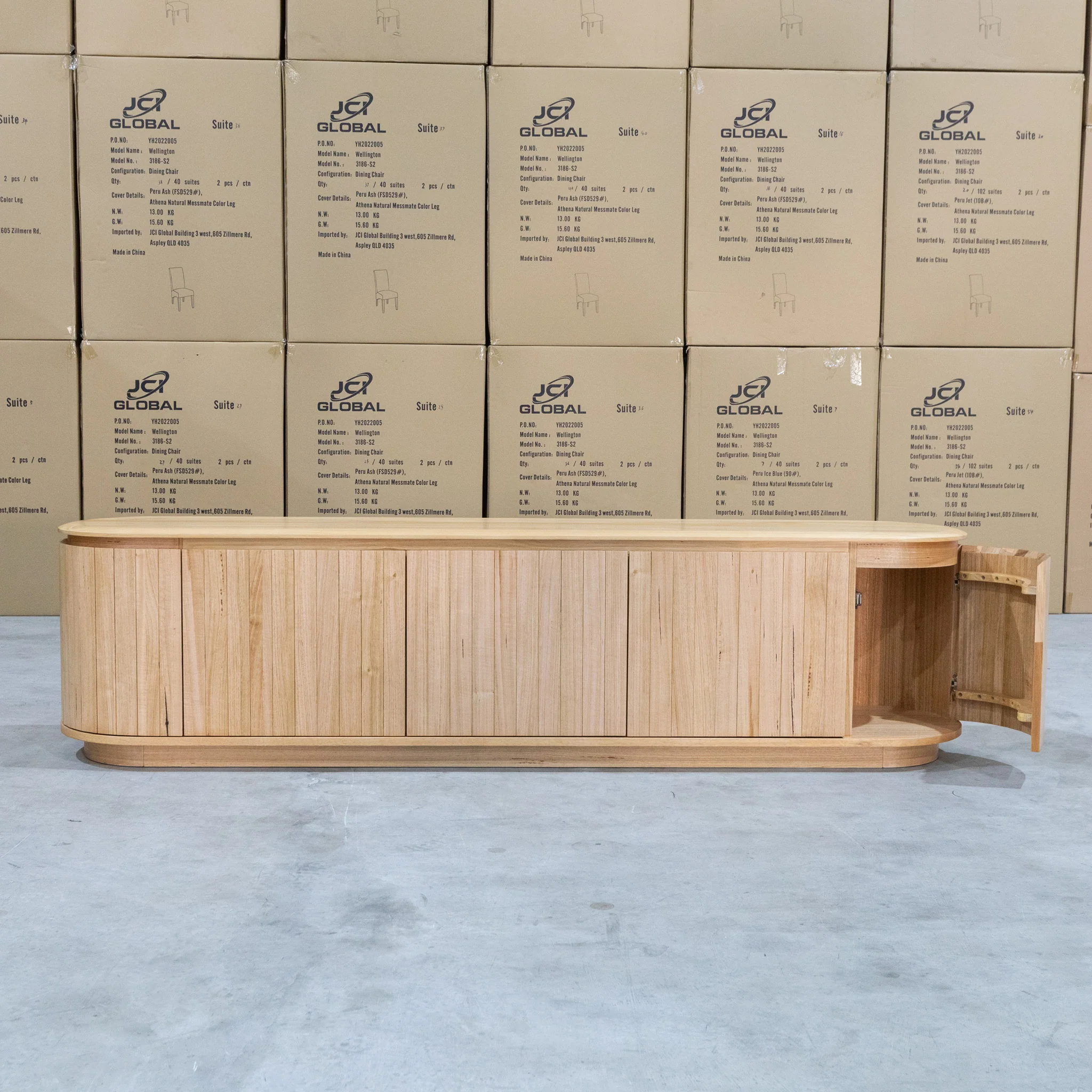 Semillon New Zealand Ash 5 Door Entertainment Unit - Natural - Image 3