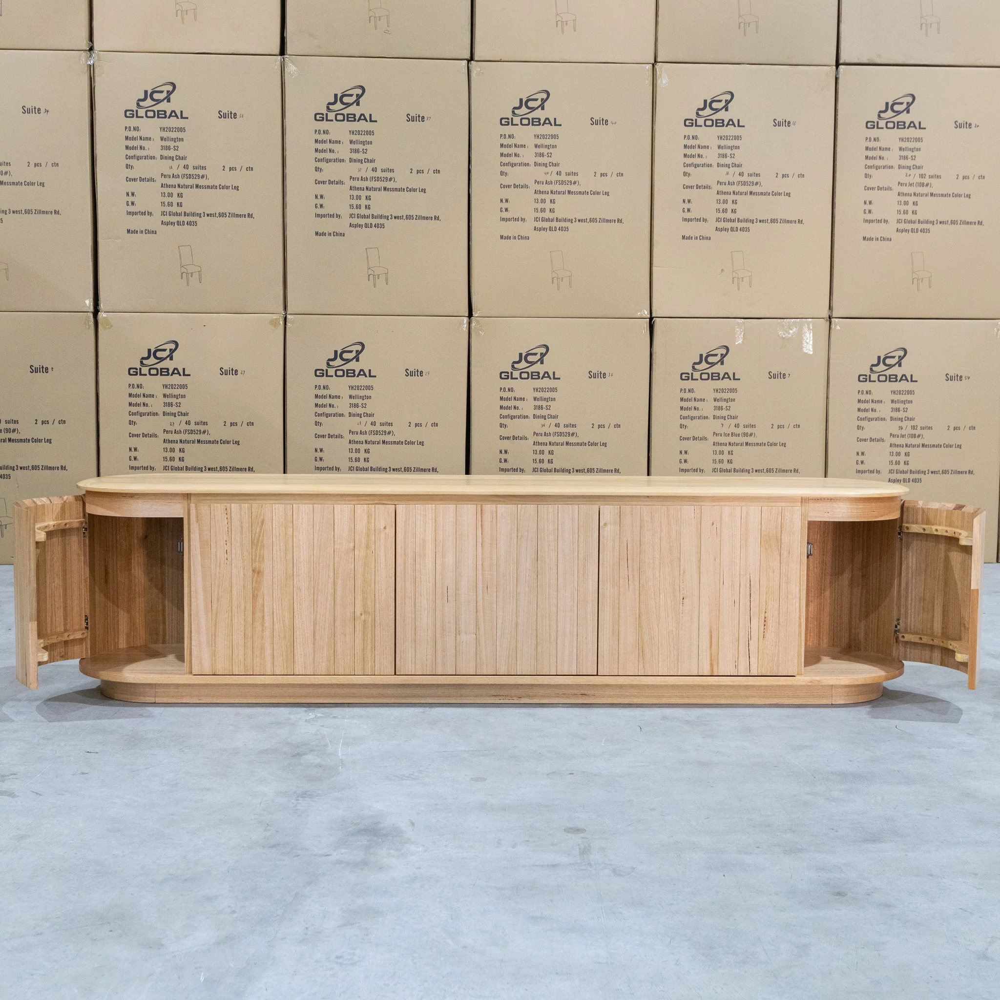 Semillon New Zealand Ash 5 Door Entertainment Unit - Natural - Image 4