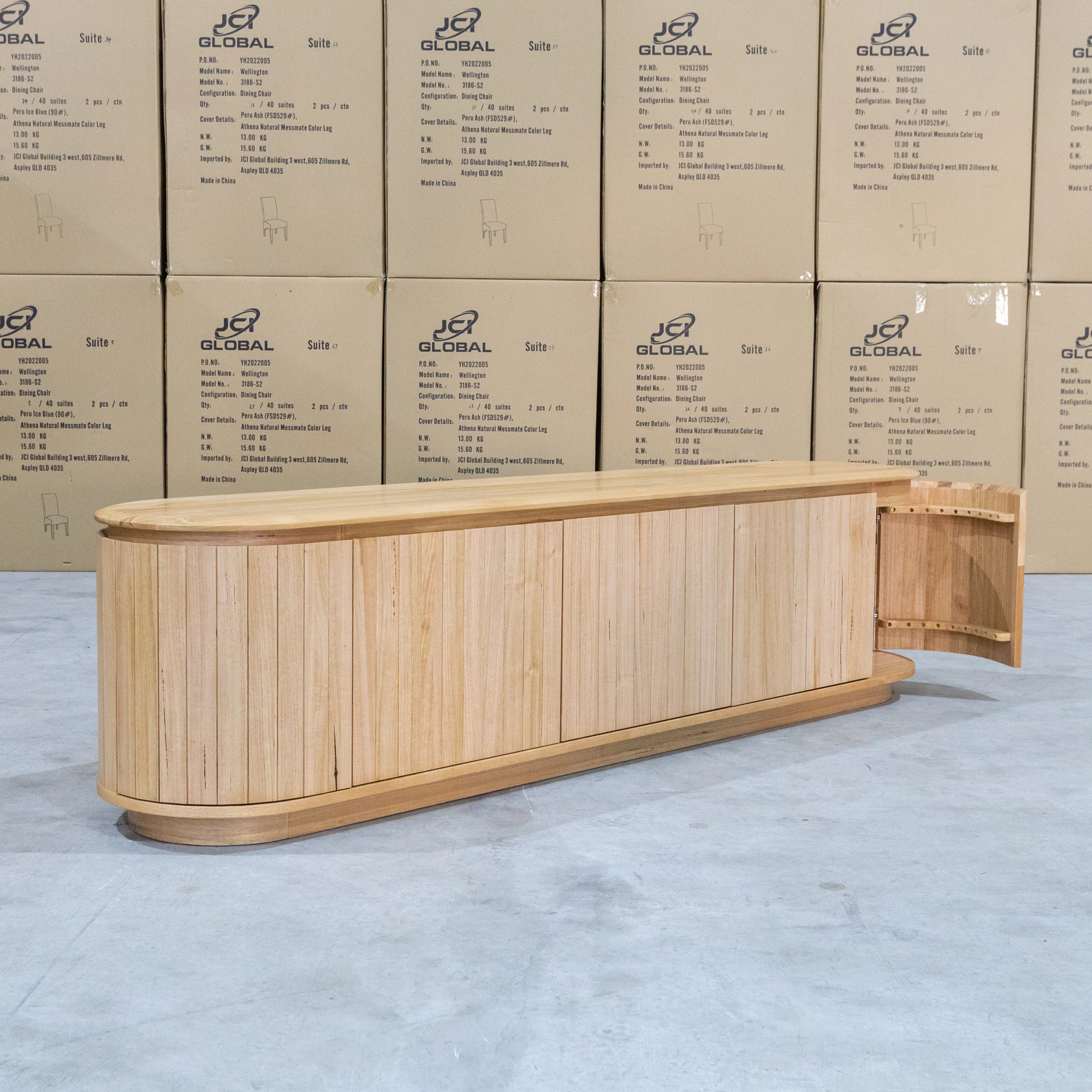 Semillon New Zealand Ash 5 Door Entertainment Unit - Natural - Image 6