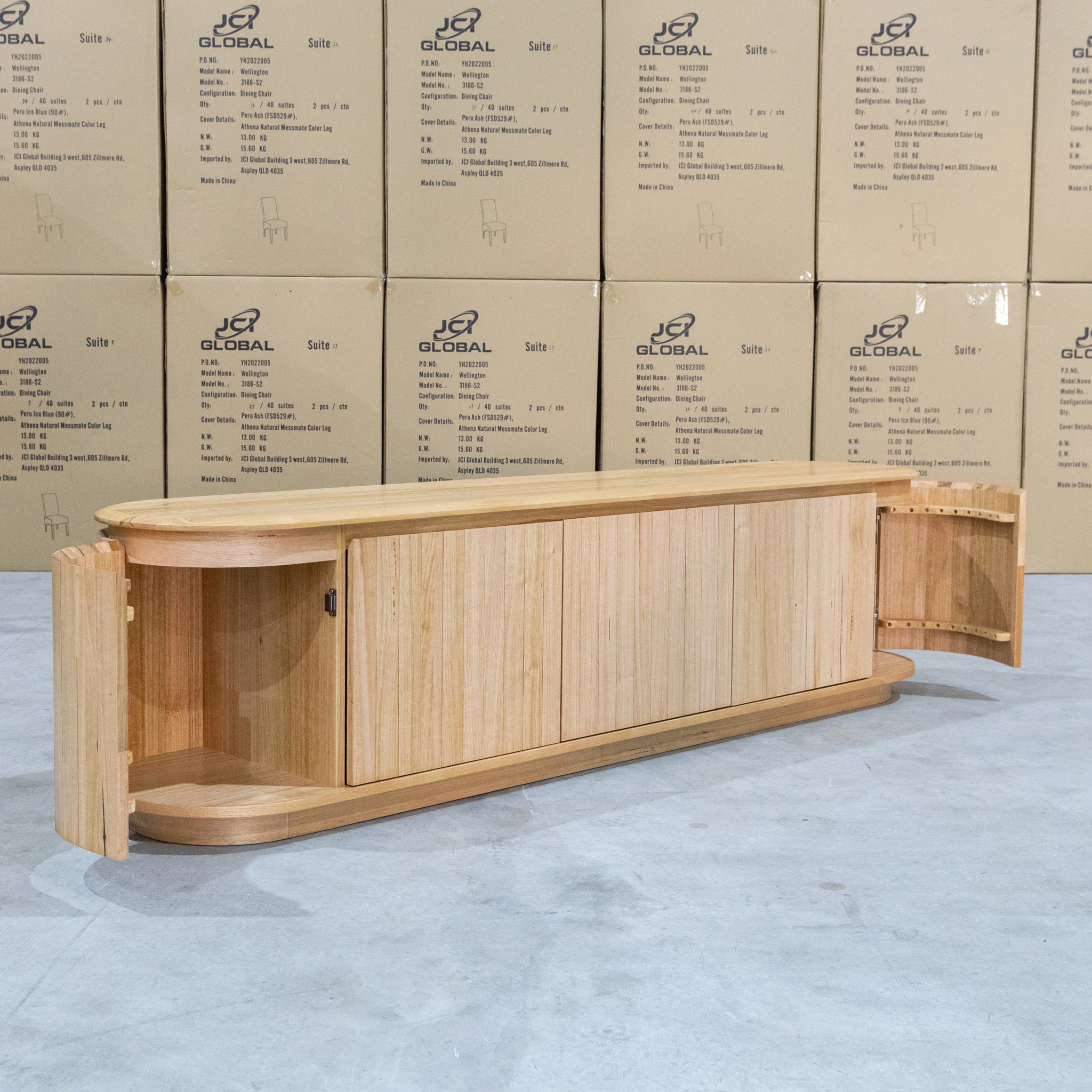 Semillon New Zealand Ash 5 Door Entertainment Unit - Natural - Image 7