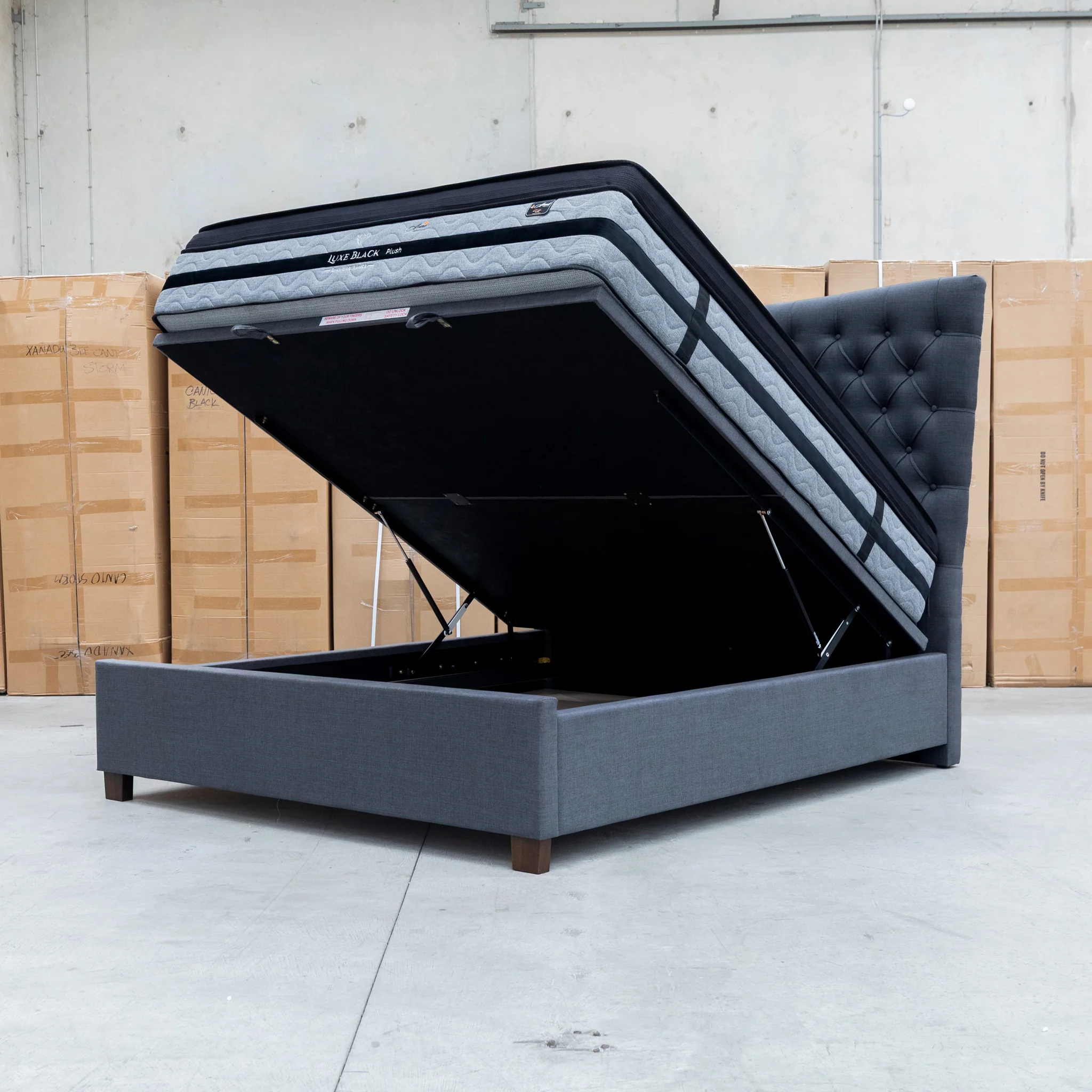 Sloane King Fabric Gas Lift Bed - Charcoal - Image 10