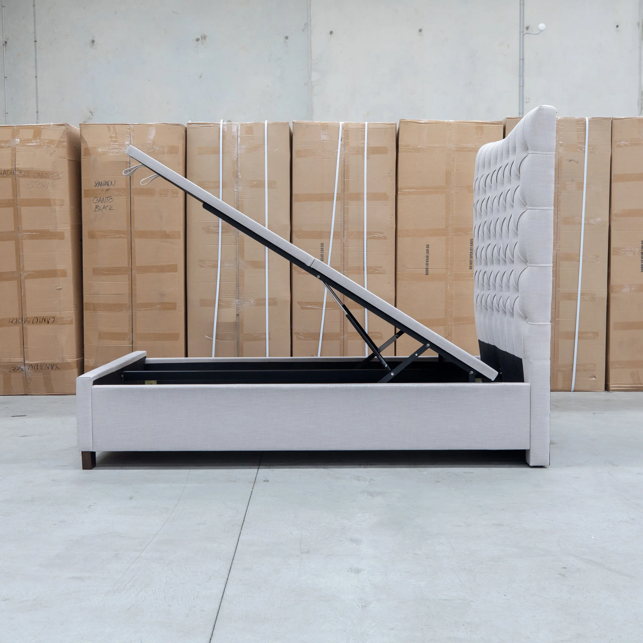 Sloane Queen Fabric Gas Lift Bed - Oat - Image 17