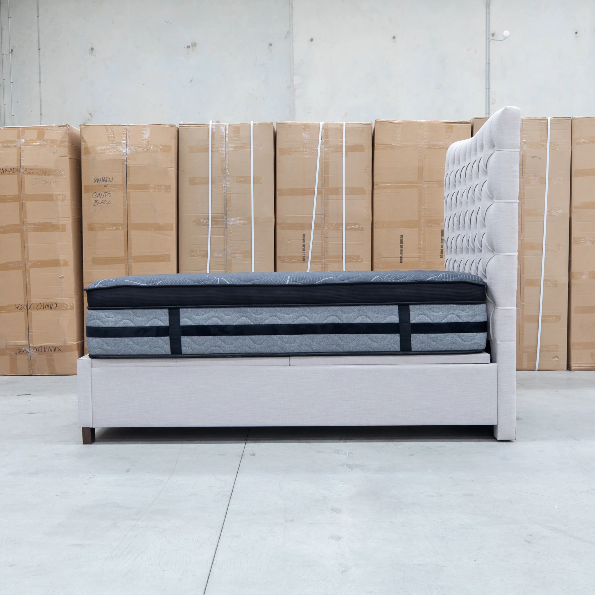 Sloane Queen Fabric Gas Lift Bed - Oat - Image 18