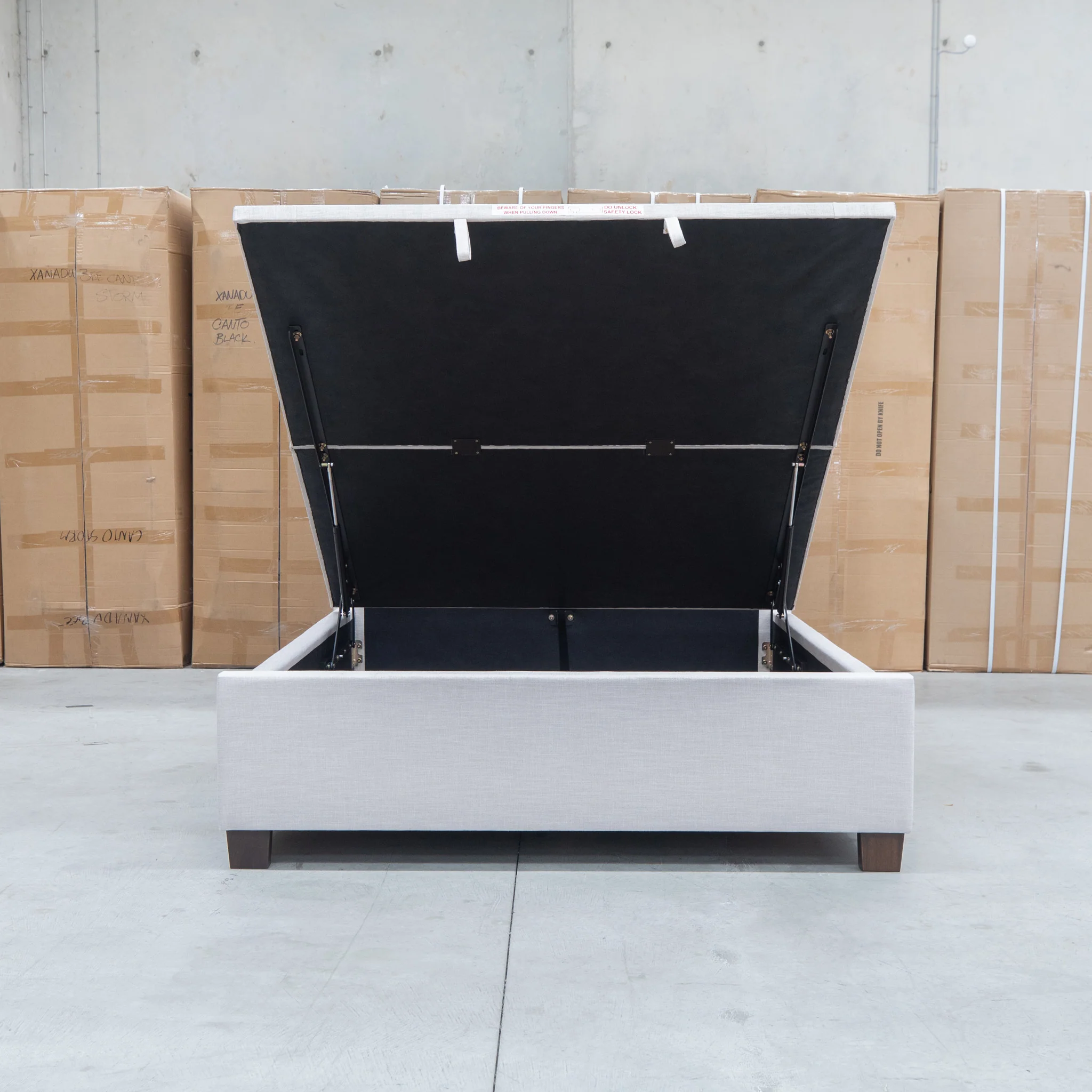 Sloane Queen Fabric Gas Lift Bed - Oat - Image 3
