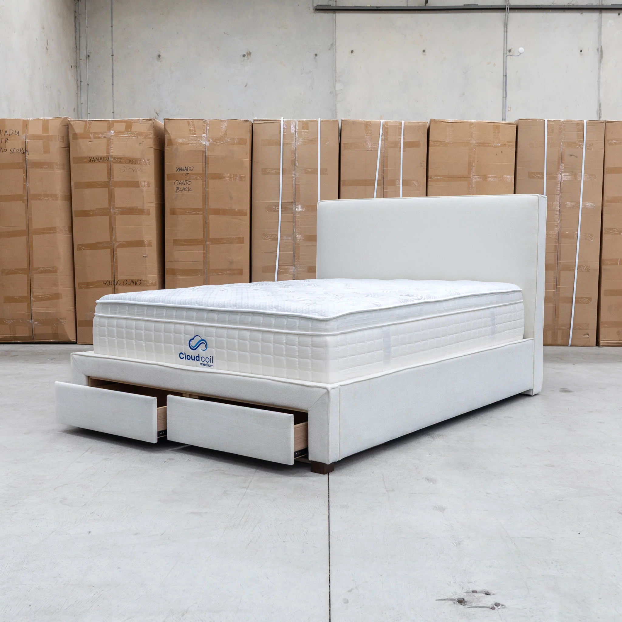 Talia Double Fabric Storage Bed - Bone - Image 9
