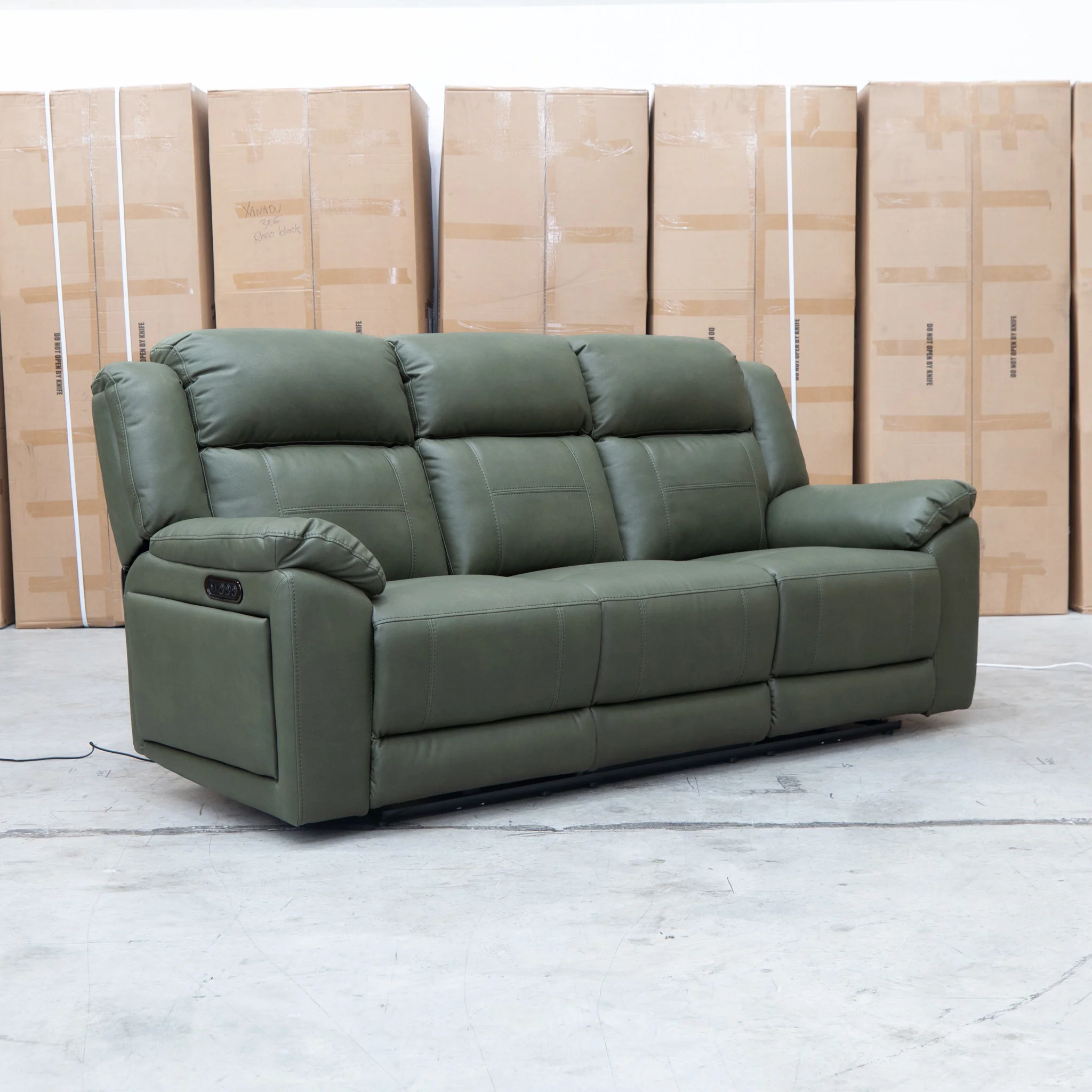 Venus Three Seat Triple-Motor Electric Recliner Lounge - Moss - Image 10