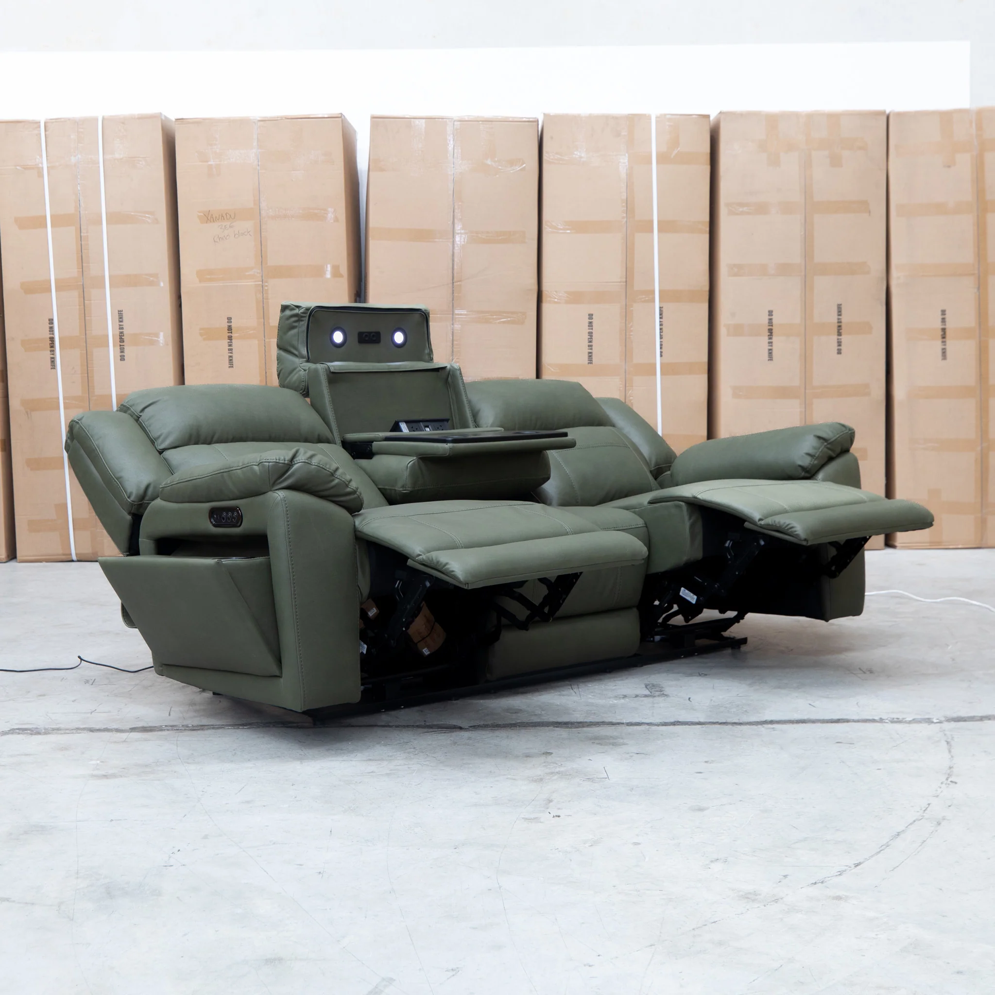 Venus Three Seat Triple-Motor Electric Recliner Lounge - Moss - Image 14