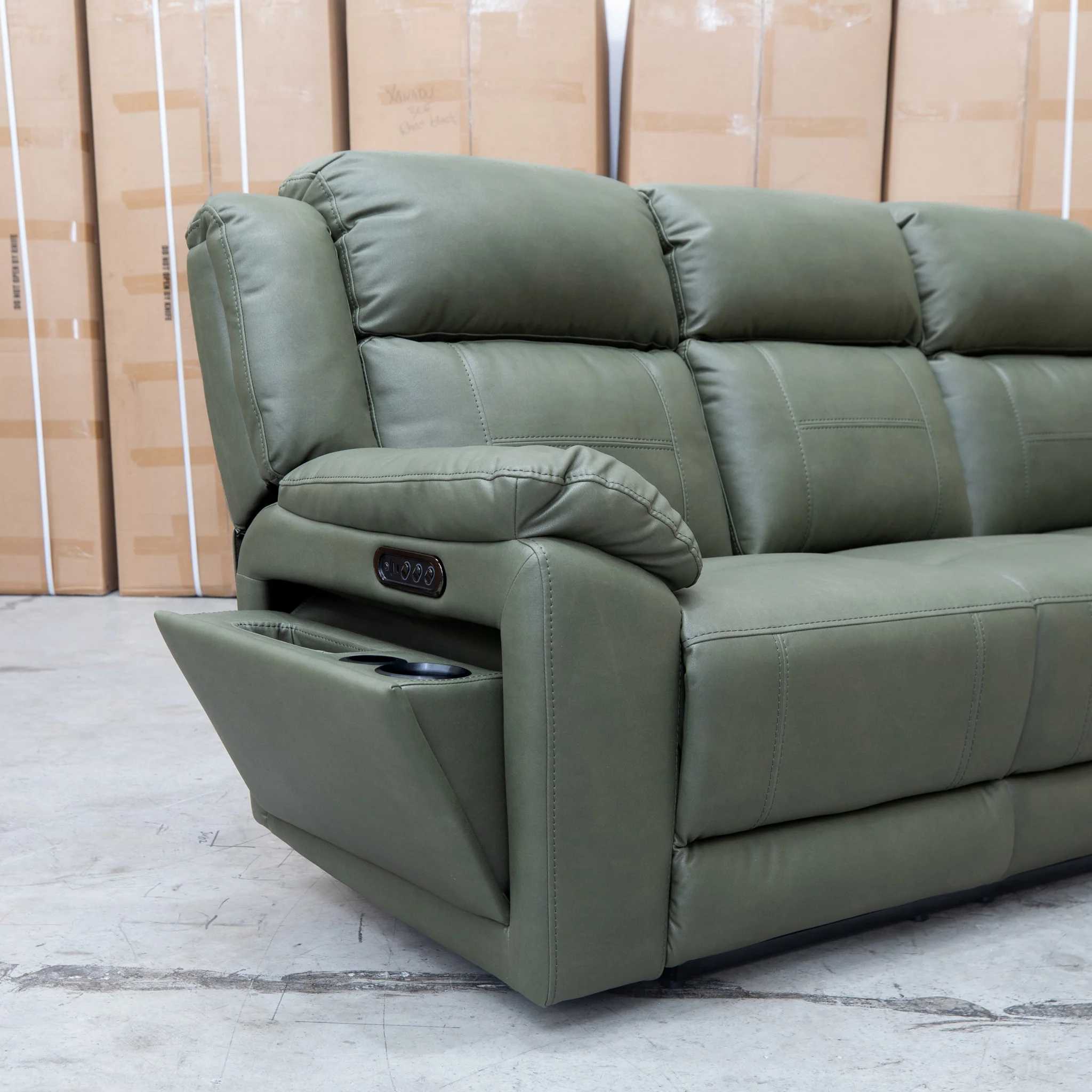 Venus Three Seat Triple-Motor Electric Recliner Lounge - Moss - Image 18