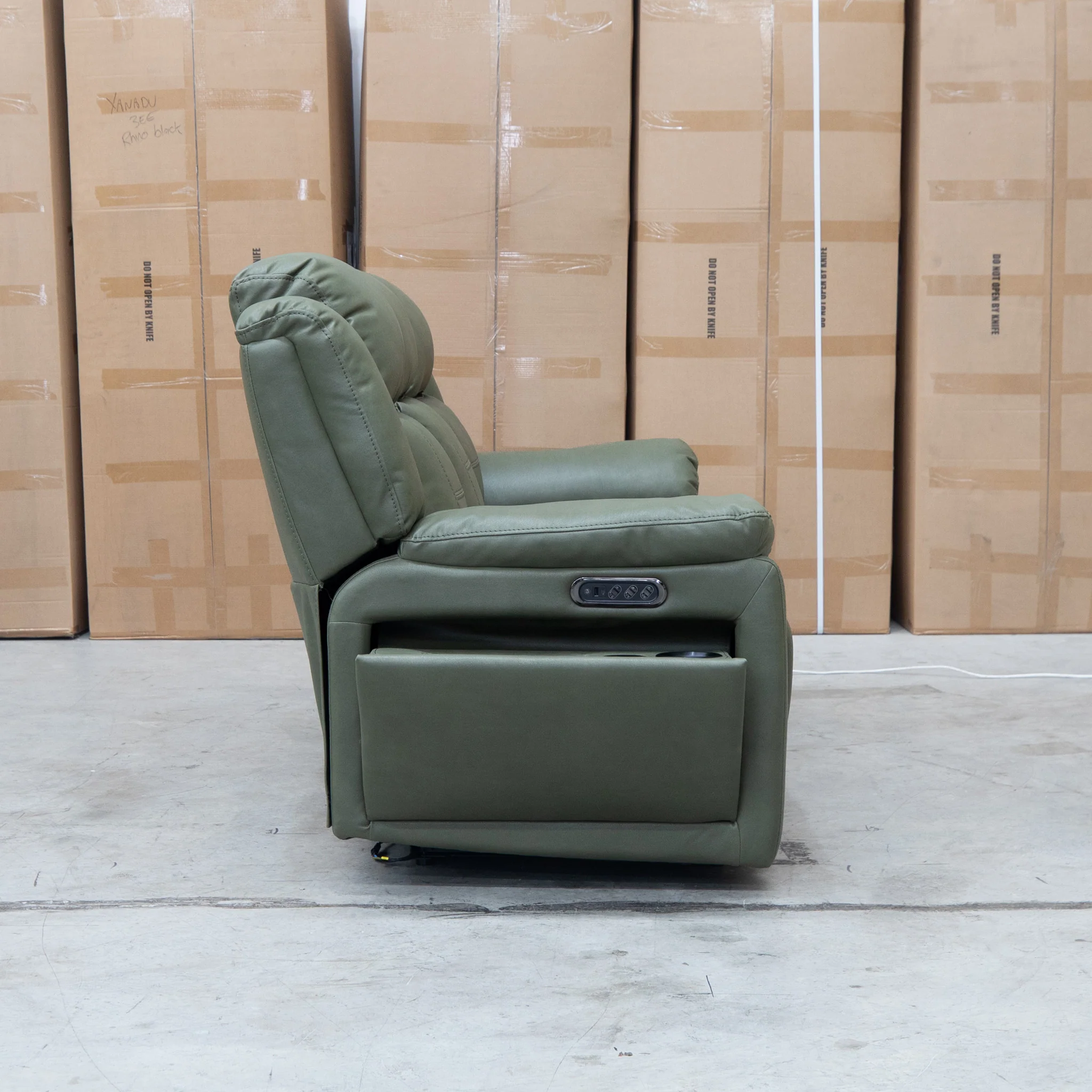 Venus Three Seat Triple-Motor Electric Recliner Lounge - Moss - Image 21