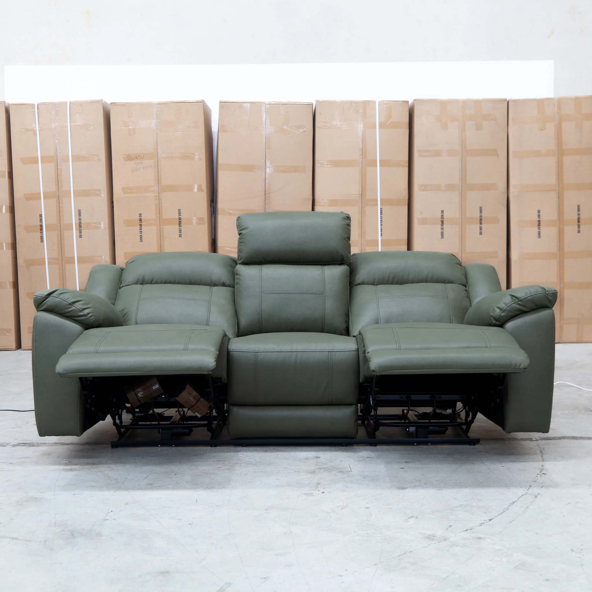Venus Three Seat Triple-Motor Electric Recliner Lounge - Moss - Image 8