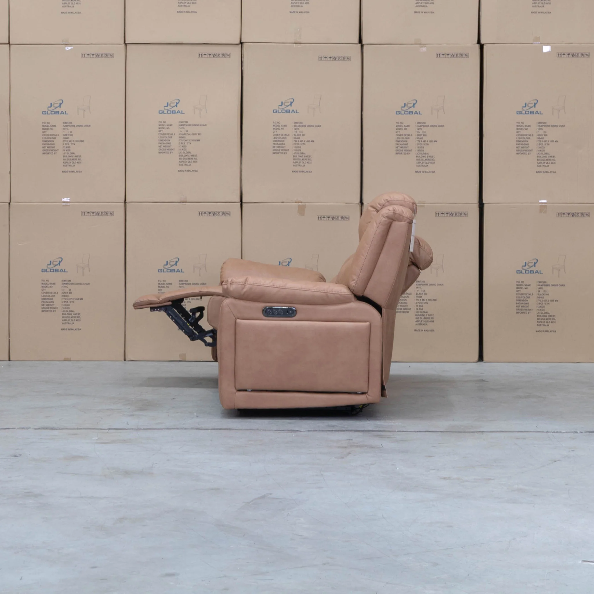 Venus Three Seat Triple-Motor Electric Recliner Lounge - Tan - Image 15
