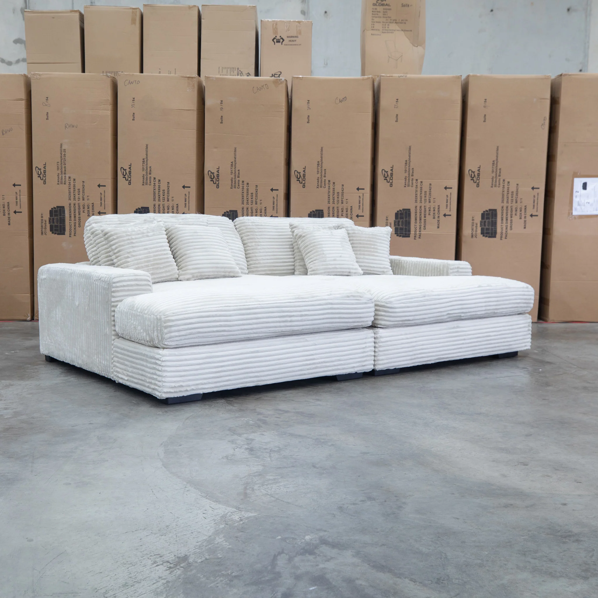 Vermont Oversized Plush Double Chaise Lounge - Beige - Image 3